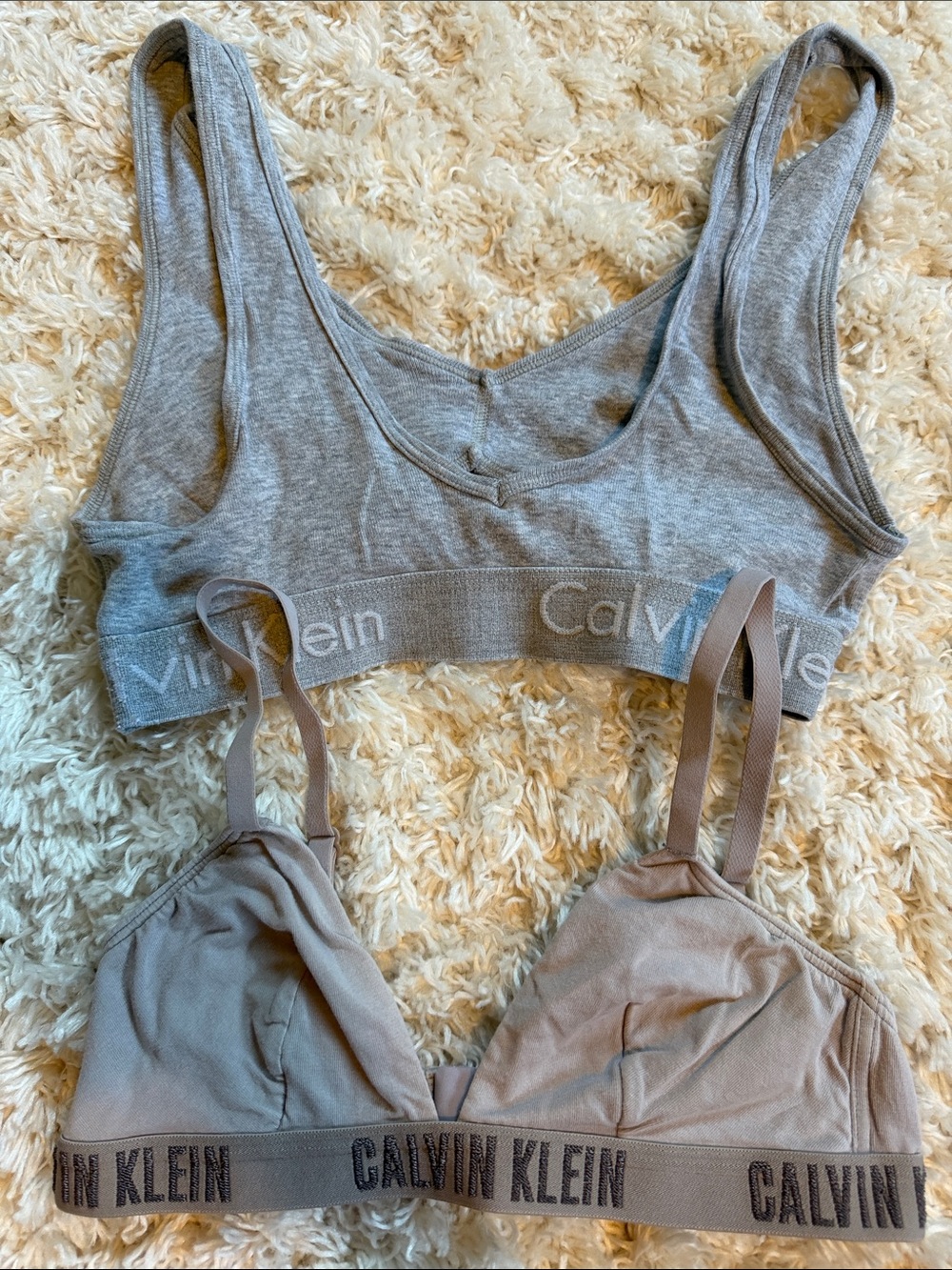 Calvin Klein Gray and Taupe Bralette Set